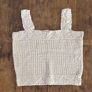 Vintage Papy’s Berkeley - Calif Handcrafted White Crochet Top Sm